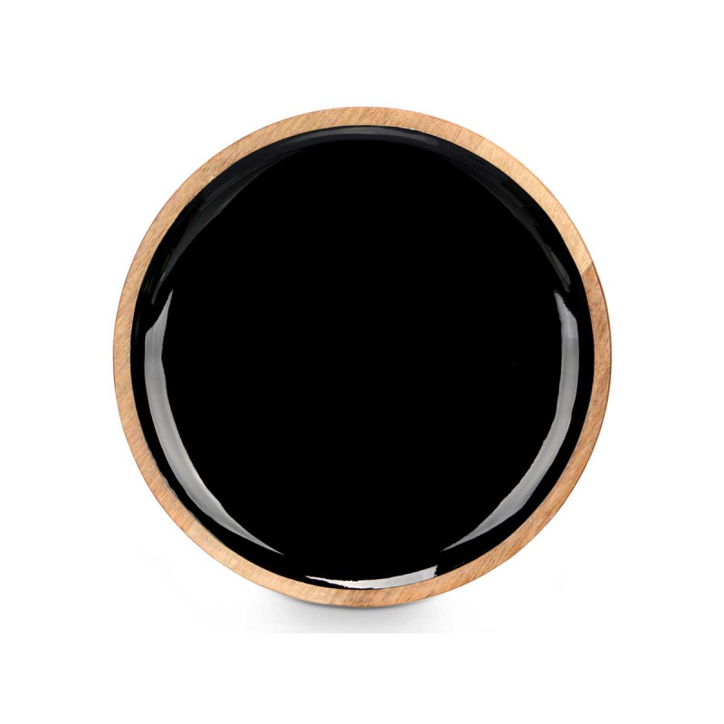 PLATO 25 CM MADERA MANGO NEGRO