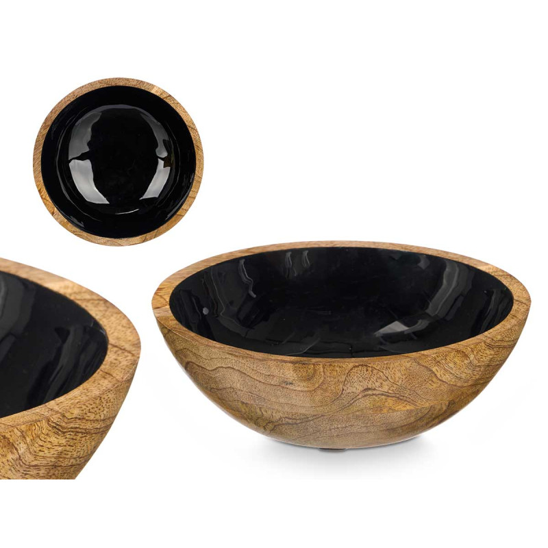 PIATTO FONDO 20CM LEGNO MANICO NERO 