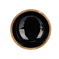 PLATO HONDO 20 CM MADERA MANGO NEGRO