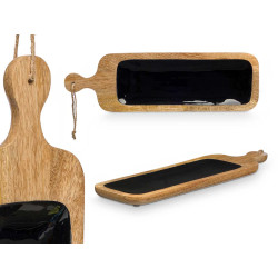 BANDEJA RECTANGULAR ASA MADERA MANGO NEGRO