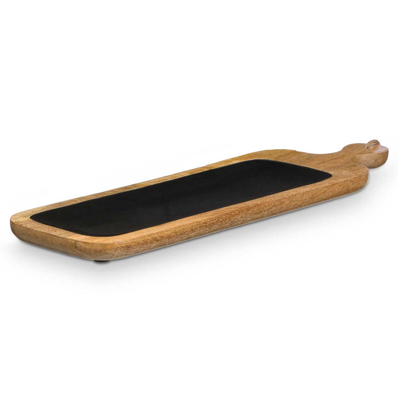 BANDEJA RECTANGULAR ASA MADERA MANGO NEGRO