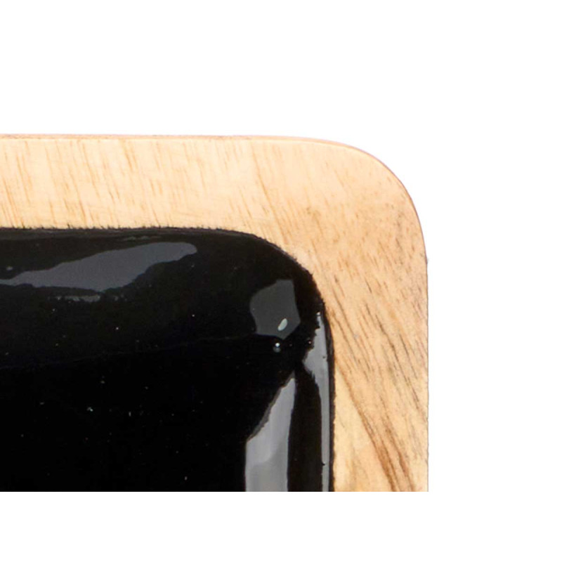 BANDEJA RECTANGULAR 4 ESPACIOS MADERA MANGO NEGRO
