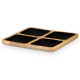 SQUARED TRAY WOOD HANDLE 4 SPACES BLACK