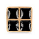 SQUARED TRAY WOOD HANDLE 4 SPACES BLACK