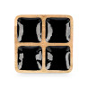 SQUARED TRAY WOOD HANDLE 4 SPACES BLACK