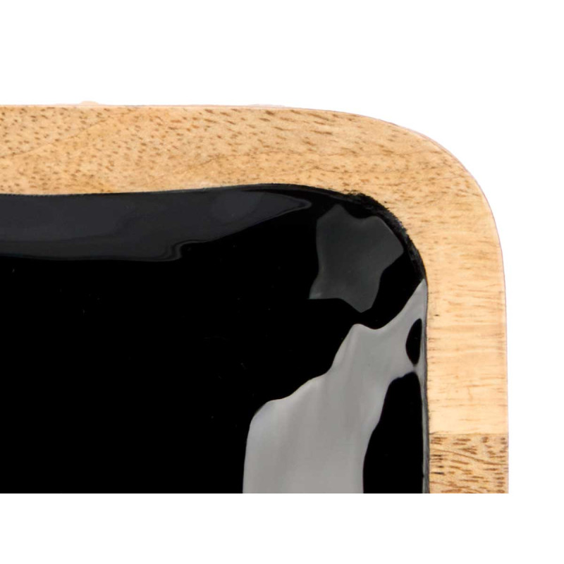 VASSOIO QUADRATO 4 SPAZI LEGNO MANICO NERO 
