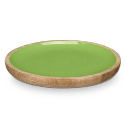 PLATO 25 CM MADERA MANGO VERDE 