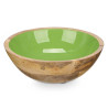 ASSIETTE CREUSE 20 CM EN BOIS AVEC MANCHE VERT