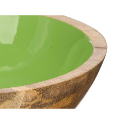 PLATO HONDO 20 CM MADERA MANGO VERDE