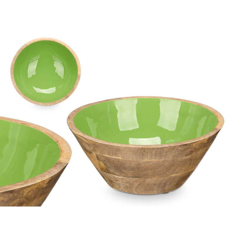TAÇA 24 CM MADEIRA DE MANGO VERDE 