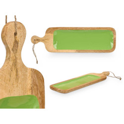 RECTANGUAR TRAY WOOD HANDLE GREEN