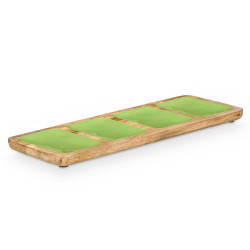 BANDEJA RECTANGULAR 4 ESPACIOS MADERA MANGO VERDE