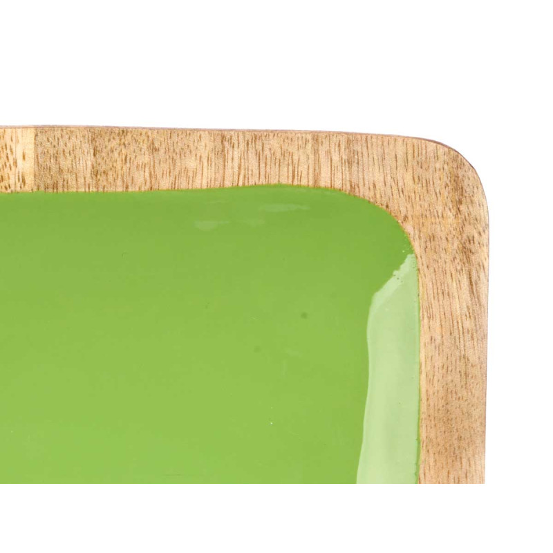 BANDEJA RECTANGULAR 4 ESPACIOS MADERA MANGO VERDE