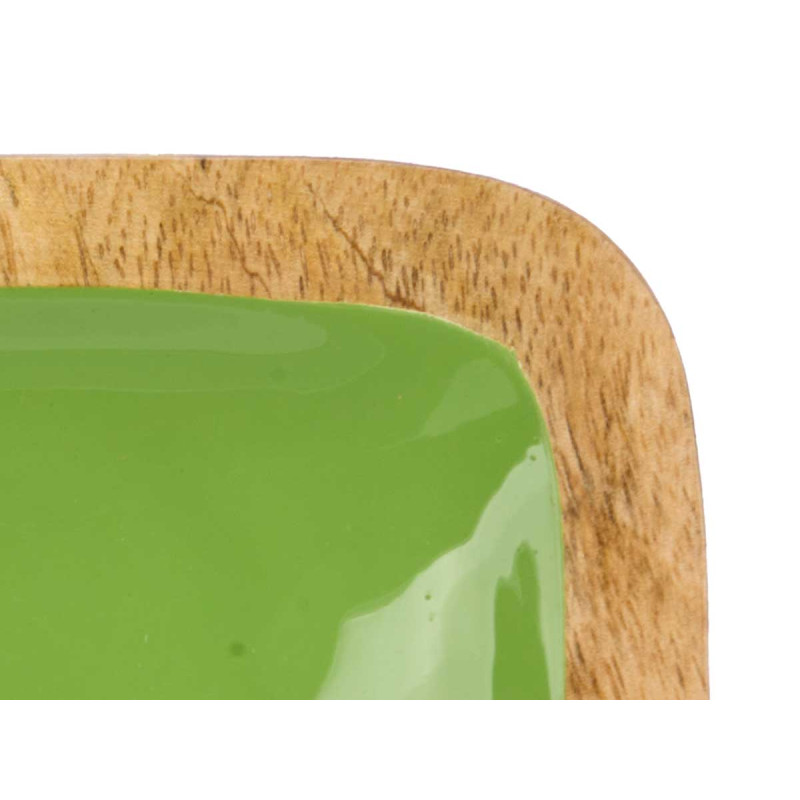 SQUARED TRAY WOOD HANDLE 4 SPACES GREEN