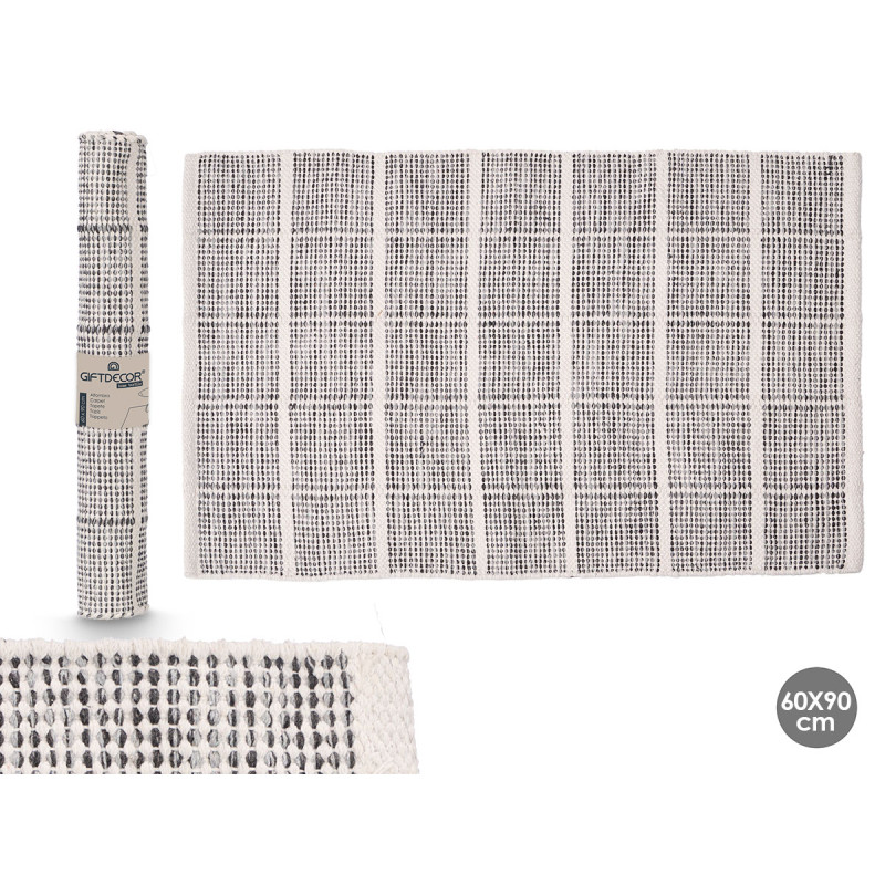 HANDMADE RUG 60X90CM GREY SQUARES