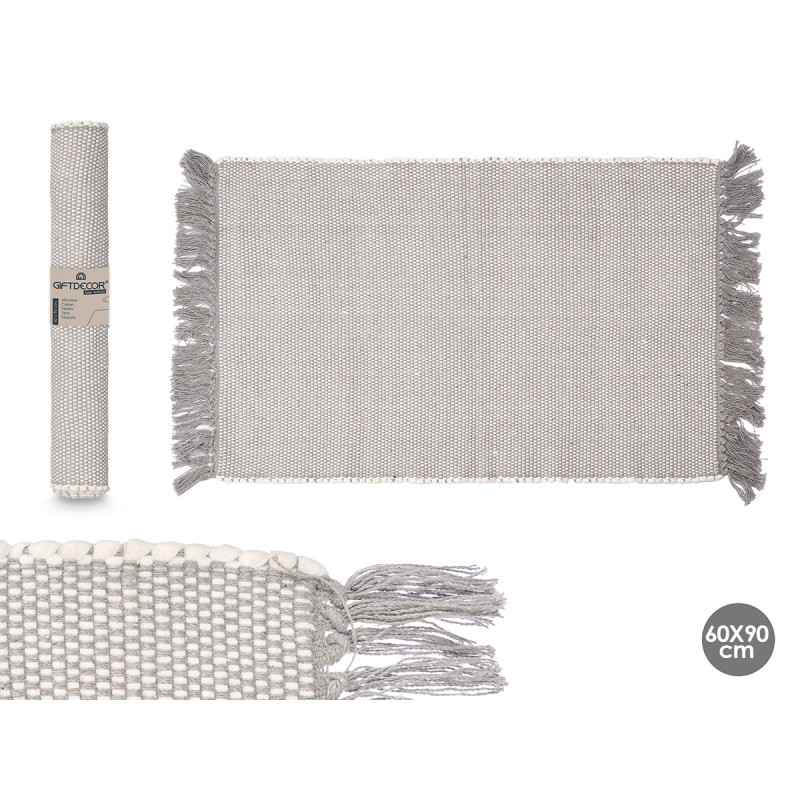 ALFOMBRA ARTESANAL 60X90CM GRIS CLARO