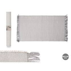 TAPPETO ARTIGIANALE 80X140CM GRIGIO CHIARO