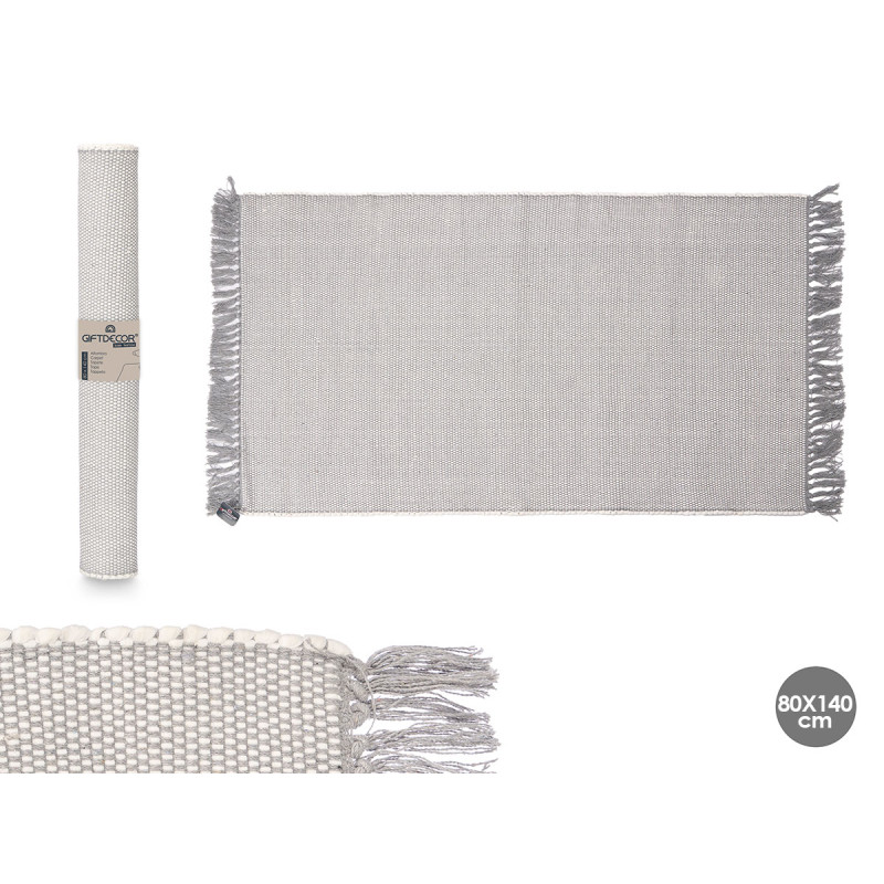 HANDMADE RUG 80X140CM LIGHT GREY