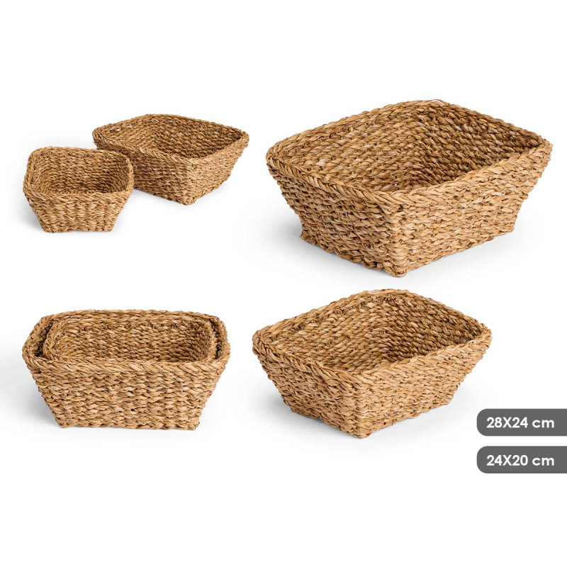 SET OF 5 RECTANGULAR BASKETS 28X24CM