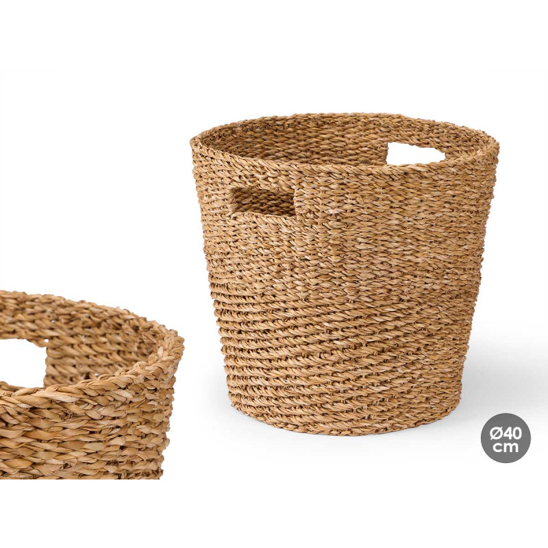 CONIC BASKET WITH HANDLES 40CM DIAM