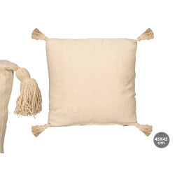 CUSCINO A RIGHE IN RILIEVO BEIGE 45X45CM