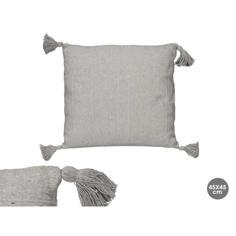CUSCINO A RIGHE IN RILIEVO GRIGIO 45X45CM