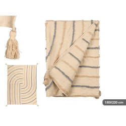 GREY STRIPED MULTI-USE EMBROIDERED 150X220CM