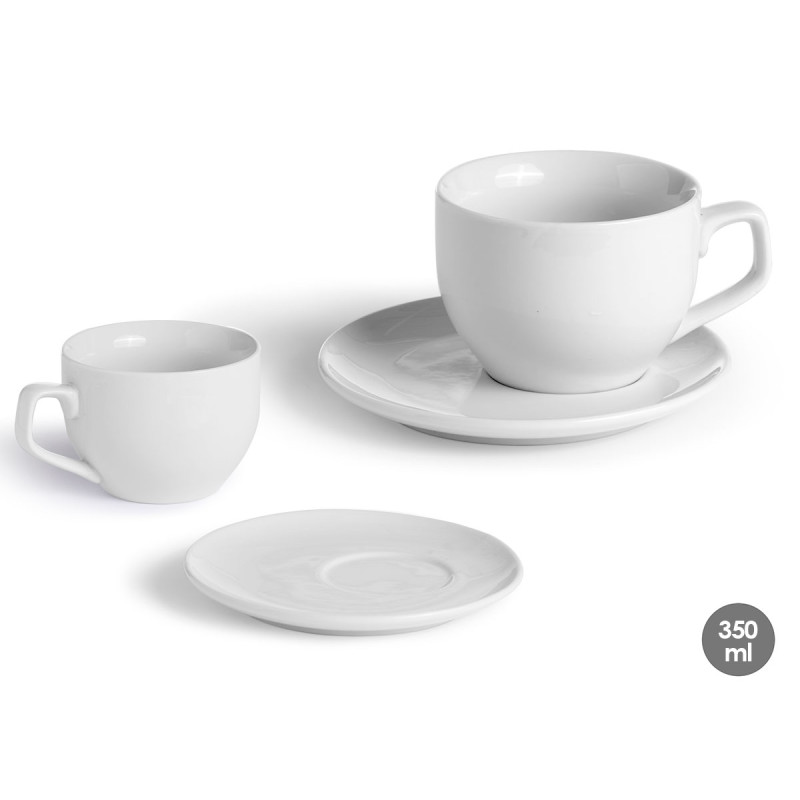 CUP AND PLATE 350ML PORCELAIN