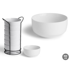 SET 6 CIOTOLE ROTONDE LISCE SUPPORTO PORCELLA800ML