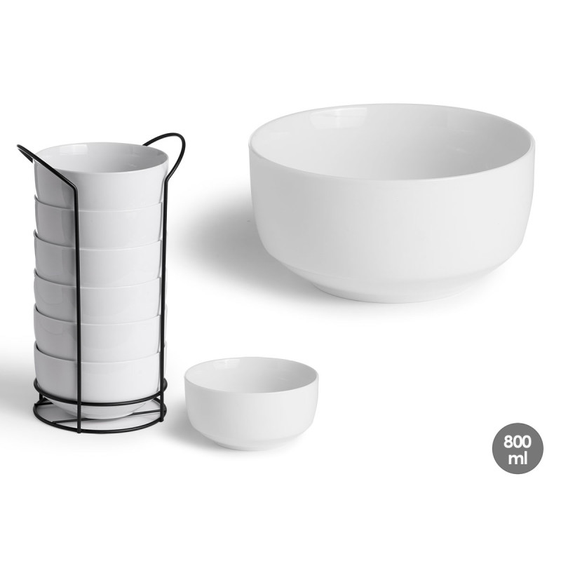 CONJ 6 TAÇAS REDONDAS PORCELANA COM SUPORTE 800ML