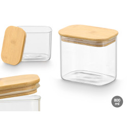 800ML RECTANGULAR BOROSILICATE JAR BAMBOO LID