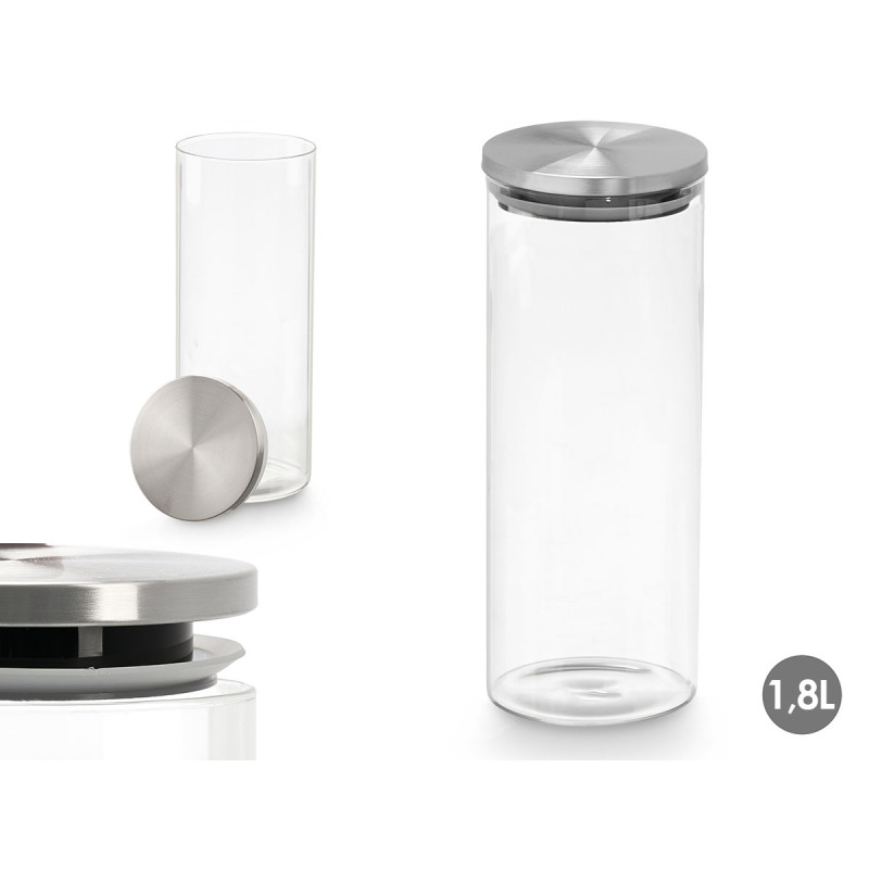 POT ROND BOROSILICATE 1,8L COUVERCLE ACIER 