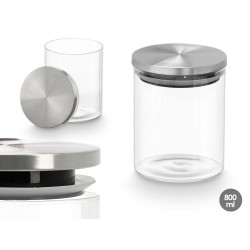 BARATTOLO ROTONDO BOROSILICATO 800ML TAPPO ACCIAIO