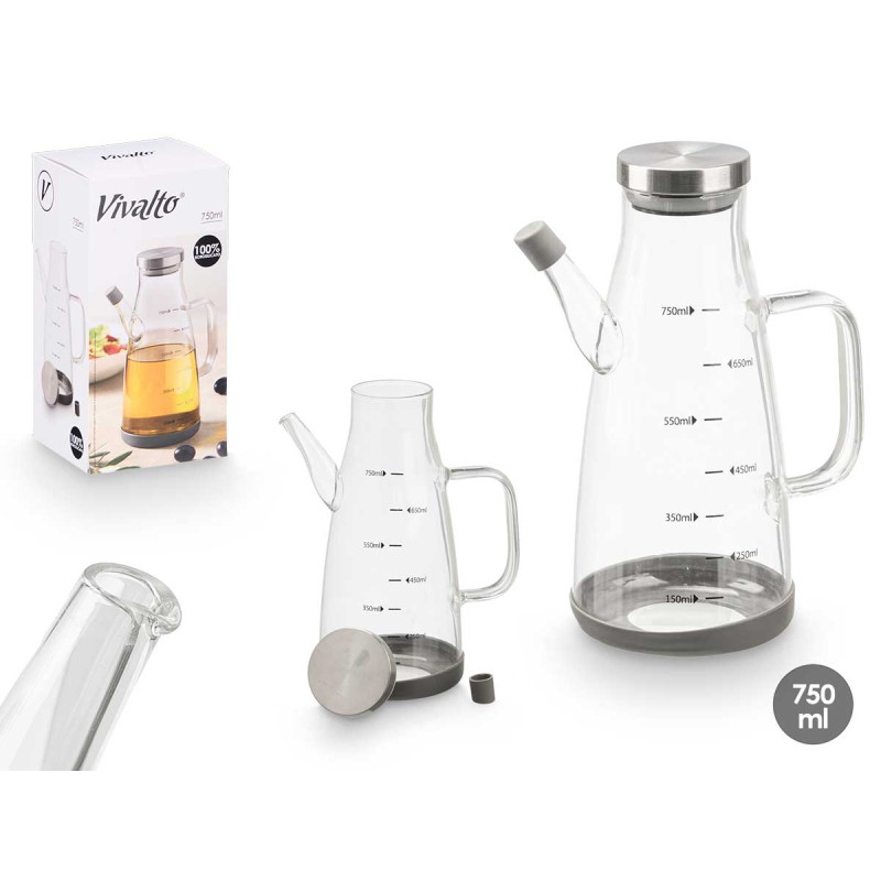 HUILIER BOROSILICATE 750ML COUVERCLE ACIER 
