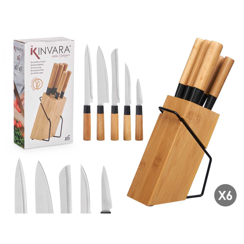 CONJ 5 FACAS SUPORTE BAMBU