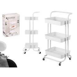 CARRELLO ORGANIZZATORE PLASTICA BIANCO 3 PIANI 