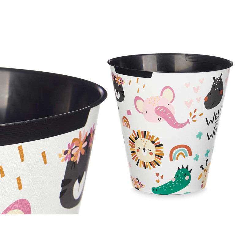 ROUND PLASTIC BIN ANIMAL WORLD