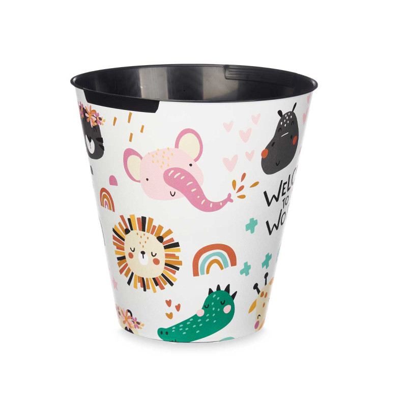 ROUND PLASTIC BIN ANIMAL WORLD