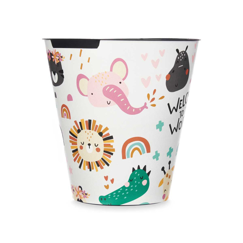 ROUND PLASTIC BIN ANIMAL WORLD