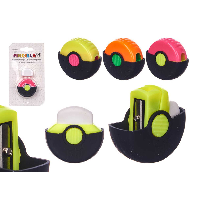 SET SACAPUNTAS REDONDAS GOMA BORRAR SURT 4