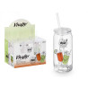 COPO COM TAMPA PALHINHA VIDRO ONE MORE DRINK 600ML