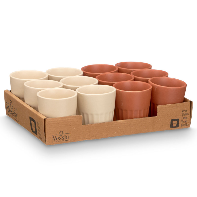 BICCHIERE TAGLIATO ASS 2 MARRONE BEIGE  