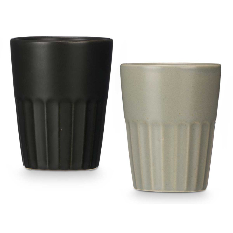 BICCHIERE CAFE CON LATTE ASS 2 GRIGIO NERO 300 ML