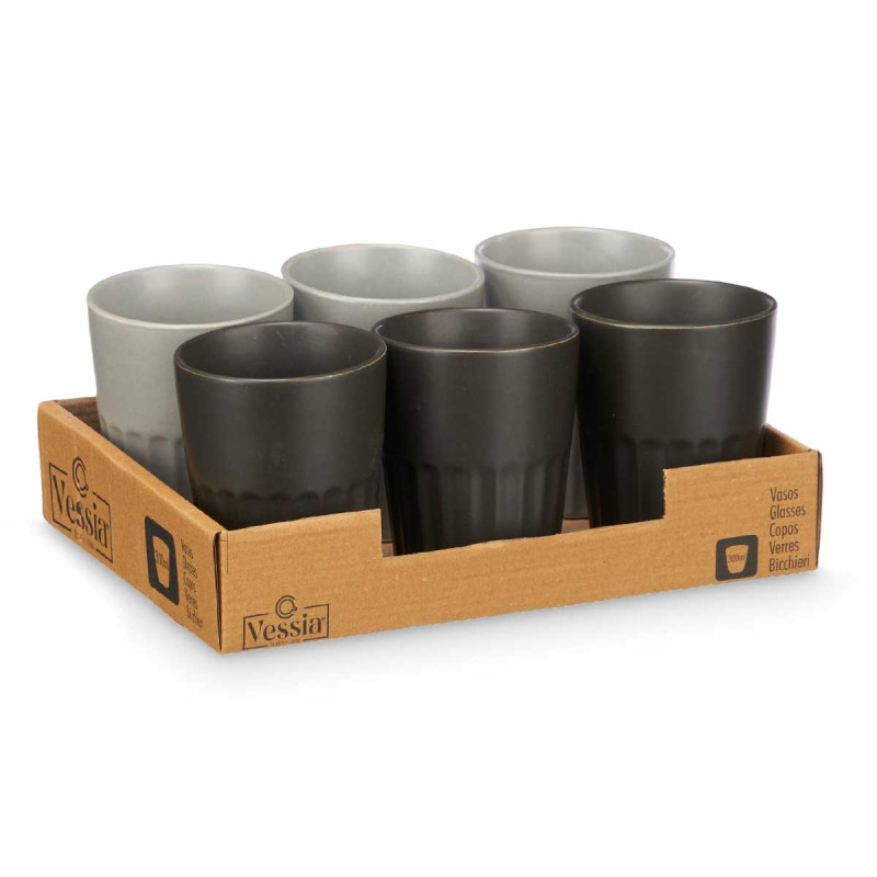 BICCHIERE CAFE CON LATTE ASS 2 GRIGIO NERO 300 ML