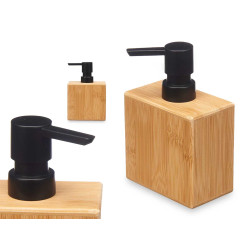 BAMBOO DISPENSER WITH SQUARE BLACK CAP