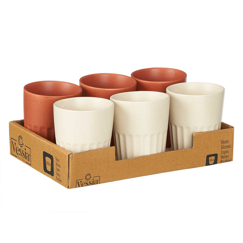 BICCHIERE CAFFE CON LATTE ASS 2 MARRONE BEIGE 300 