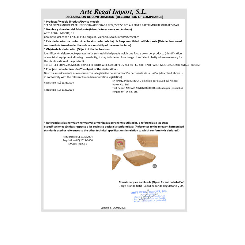 SET 50 PZ STAMPO CARTA FRIGGITRICE ARIA QUADRAT PI