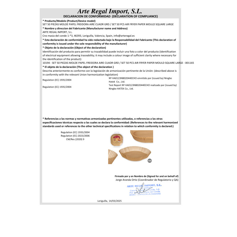 SET 50 PZ STAMPO CARTA FRIGGITRICE ARIA QUADRAT GR