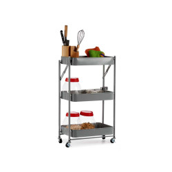 3 TIER FOLDABLE GREY STORAGE CART