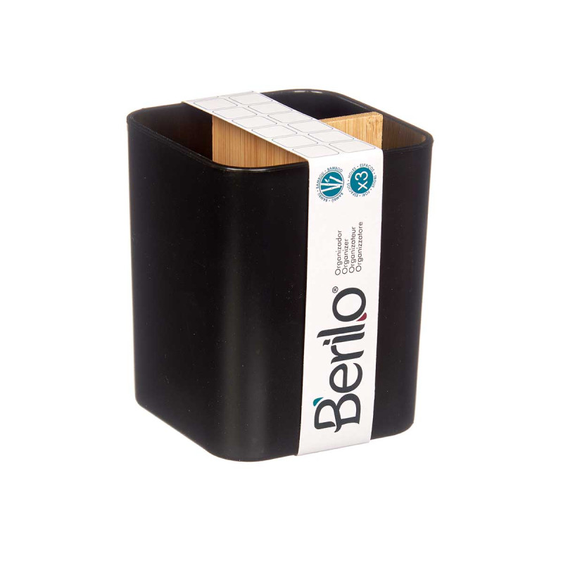ORGANISEUR CARRÉ 3 COMPARTIMENTS BAMBOU NOIR